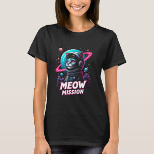 T-shirt Chat Astronaute Mission Miaou Kitty Graphique S