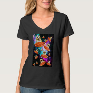 T-shirt Chat astronaute pizza spatiale sarcasme nourriture
