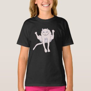 T-shirt chat athlète blanc acrobatique