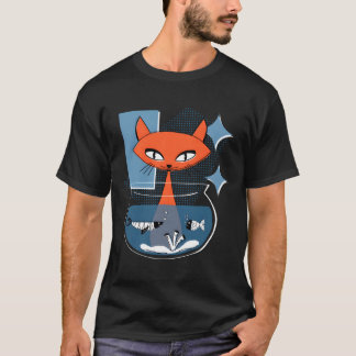 T-shirt Chat Atomique Avec Bol À Poissons De Style Moderne