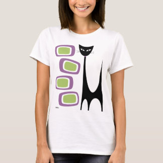 T-shirt Chat atomique du milieu du siècle et ongles violet