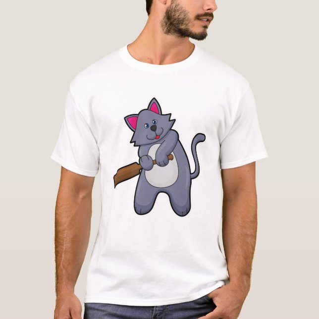 T-shirt Chat au cricket avec chauve-souris de cricket (Devant)