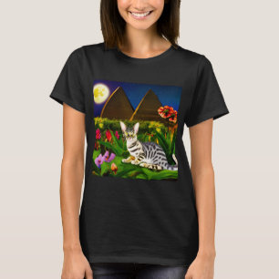 T-shirt Chat au mau égyptien dans un jardin de minuit