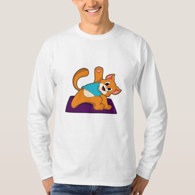 T-shirt Chat au Yoga avec tapis de Yoga (Devant)