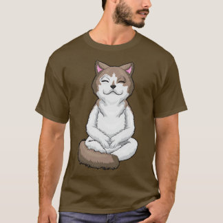 T-shirt Chat au yoga en jambe croisée