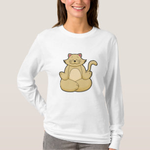T-shirt Chat au Yoga Exercice d'étirement en Jambes croisé