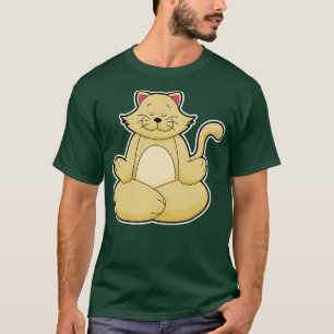 T-shirt Chat au Yoga Exercice d'étirement en Jambes croisé