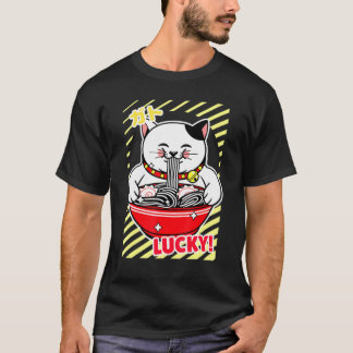 T-shirt Chat aux nouilles chanceux