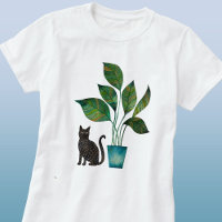 Chat avec aquarelle Plante pointé