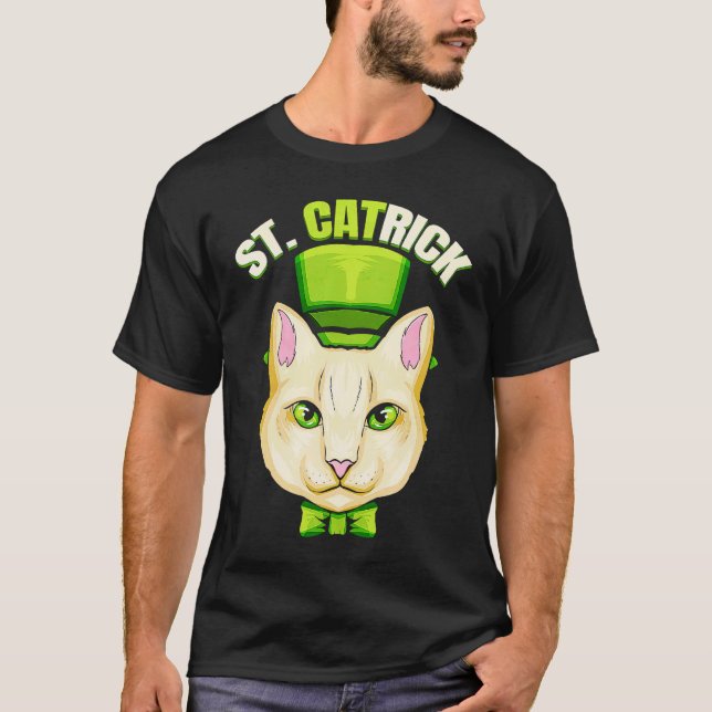 T-shirt Chat Avec Boucle Verte Et Cylindre Casquette St Ca (Devant)