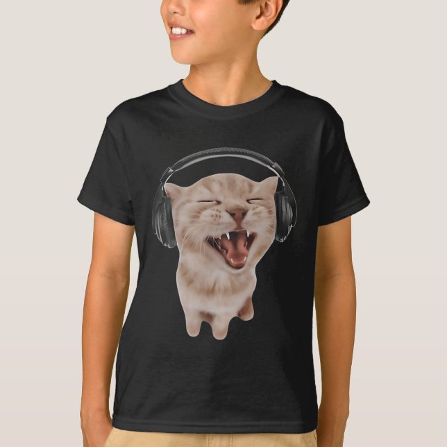 T-shirt Chat avec casque (Devant)