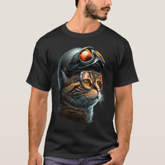 T-shirt Chat avec casque de motard  Chats  2
