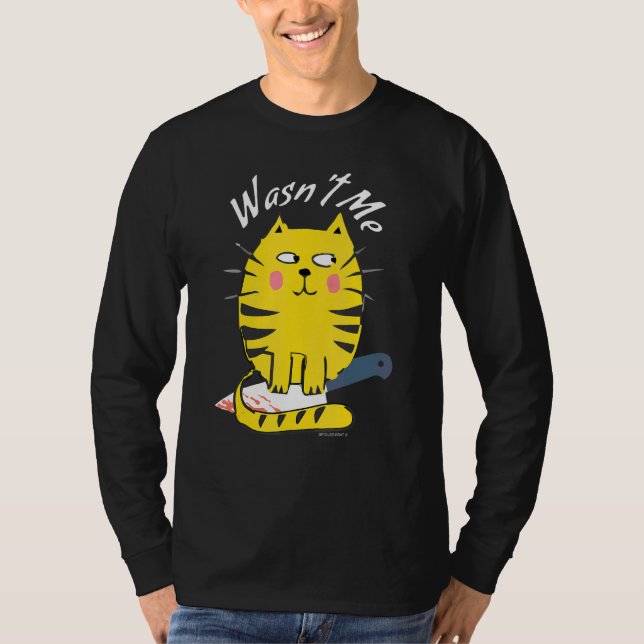 T-shirt Chat avec couteau Ce n'était pas moi drôle Hilario (Devant)