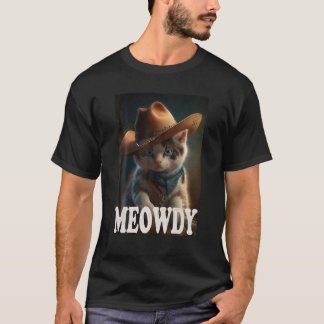 T-shirt Chat avec Cowboy Casquette pour Chats Amateurs Cha