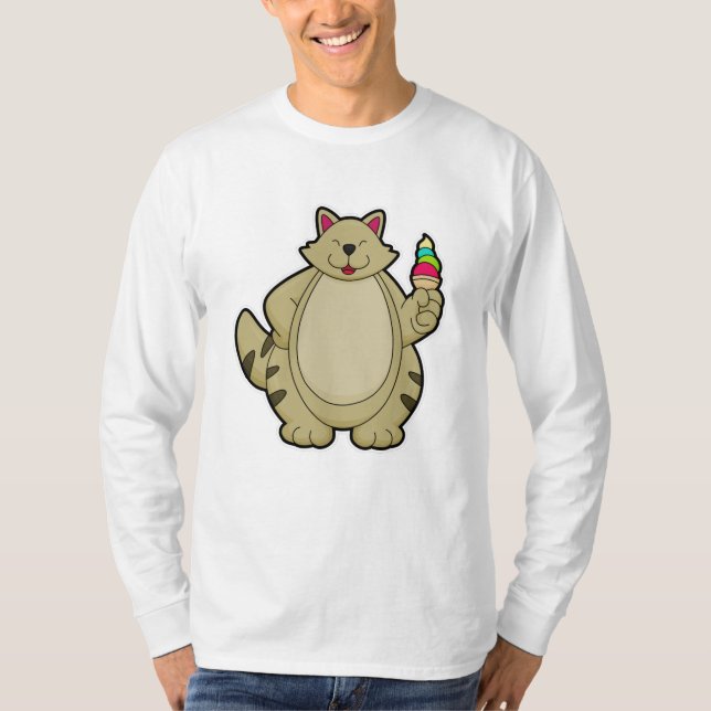 T-shirt Chat avec crème glacée gaufre (Devant)