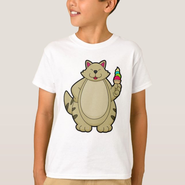 T-shirt Chat avec crème glacée gaufre (Devant)