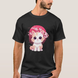 T-shirt Chat Avec Fleurs De Cerisier Pour Hommes Femmes En