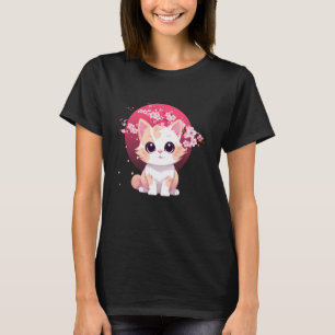 T-shirt Chat Avec Fleurs De Cerisier Pour Hommes Femmes En