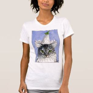 T-shirt Chat avec le casquette de lis sur le tee - shirt