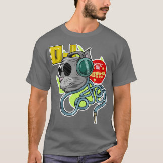 T-shirt Chat avec lunettes de soleil comme DJ avec casque