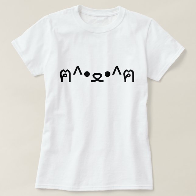 T-shirt Chat avec Paws Emoticon ฅ^ ・ ・^ฅ Kaomoji Japonais (Design devant)