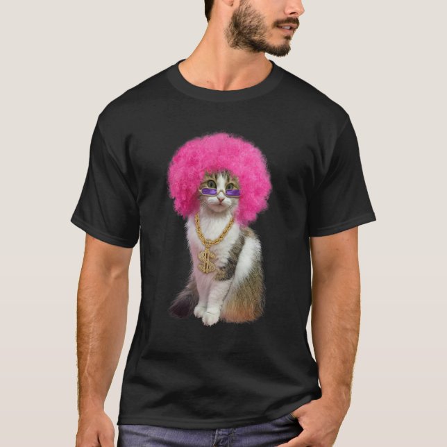 T-shirt Chat Avec Perruque (Devant)