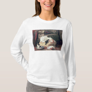 T-shirt Chat avec ses chatons sur un coussin