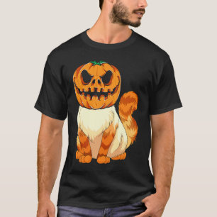 T-shirt Chat avec tête de citrouille effrayante Animal Hal