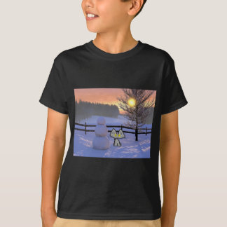T-shirt Chat avec un bonhomme de neige