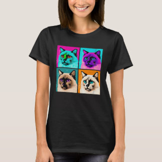 T-shirt Chat Balinais Pop Illustration Animal Coloré  2