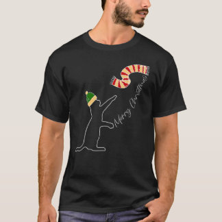 T-shirt Chat Ballon Écharpe Noël Pyjama Mignon Chat Chaton