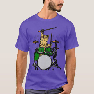 T-shirt Chat batteur Amateur de musique Musicien Jouant le