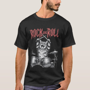 T-shirt Chat batteur Rock N Roll Chat drumming Rétro Vinta