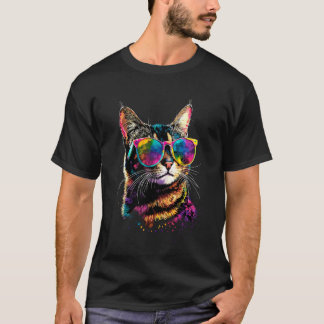 T-shirt Chat Bengal avec Lunettes de Soleil Leopardette Mi