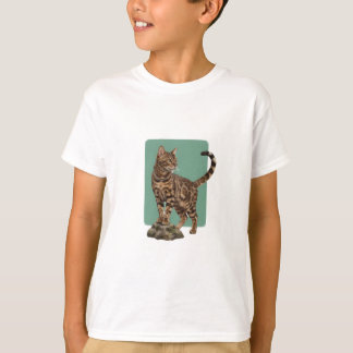 T-shirt Chat Bengal Gras sur les Rochers Enfants