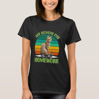 T-shirt Chat Bengal MON CHAT BENGAL A MANGE MON DEVOIR Drô