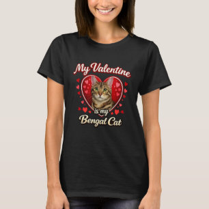 T-shirt Chat Bengal Saint-Valentin Cœurs Amour Tigre Kitty