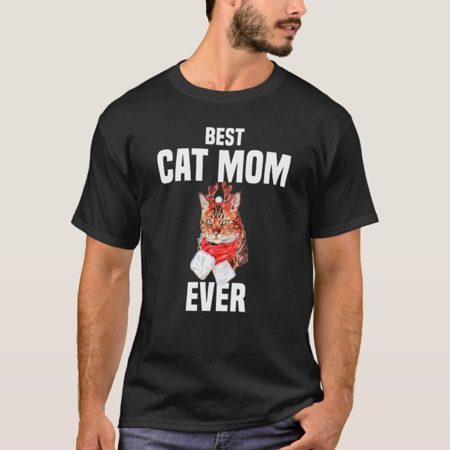 T-shirt Chat Bengale mignonne avec costume Reindeer Meille (Devant)
