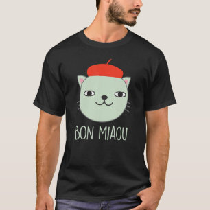 T-shirt Chat Beret Français Portant Kitty Casquette Avec C