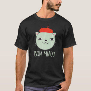 T-shirt Chat Beret Français Portant Kitty Casquette Avec C