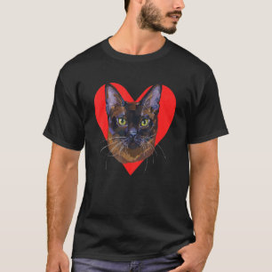 T-shirt Chat Birman Mignon Cœur Rouge
