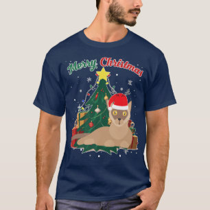 T-shirt Chat birman Noël Arbre de neige Flakes Noël Presen