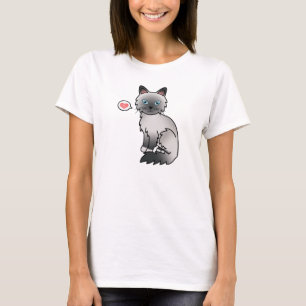 T-shirt Chat Birman Point Bleu / Ragdoll Avec Un Cœur