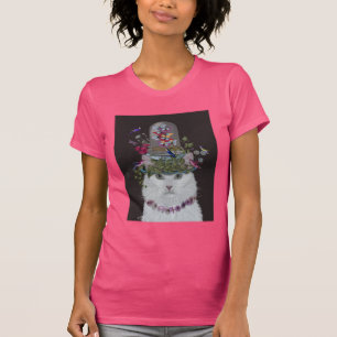 T-shirt Chat blanc avec cloche papillon