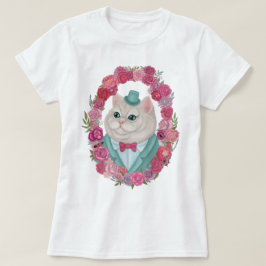 T-shirt Chat blanc derpy dans le chapeau supérieur