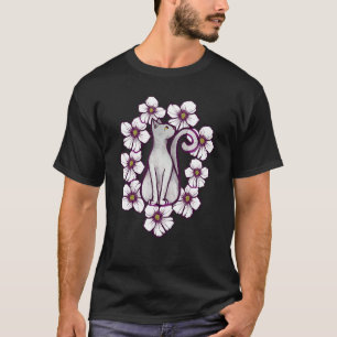 T-shirt Chat blanc Kitty Chats Rose d'oeuvres d'art de Sha