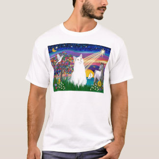 T-shirt Chat Blanc - Nuit Magique