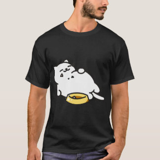T-shirt Chat Blanc Plein de Nourriture