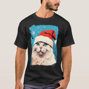 T-shirt Chat blanc Pop Art Joyeux Noël