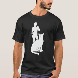 T-shirt Chat Blanc Voyage Silhouette David par Michaelange